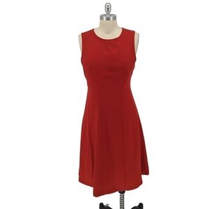Ann Taylor A Line Dress Orange Red 6 preppy Business casual office classic